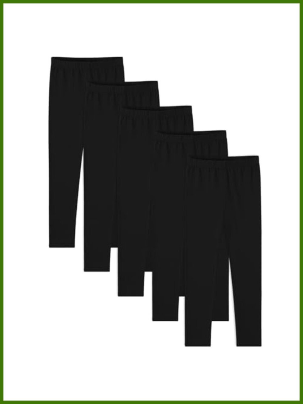 Girls Cotton Leggings 5 Pack Full Length Stretchy Kids Pants